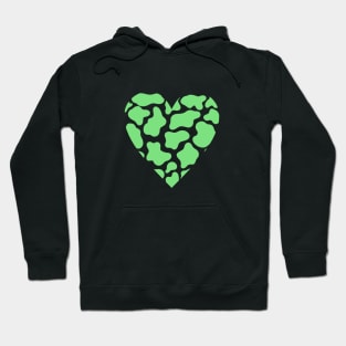 Cow Print Green Heart Design Hoodie